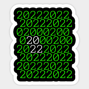 2022 binary code in green and white Sticker